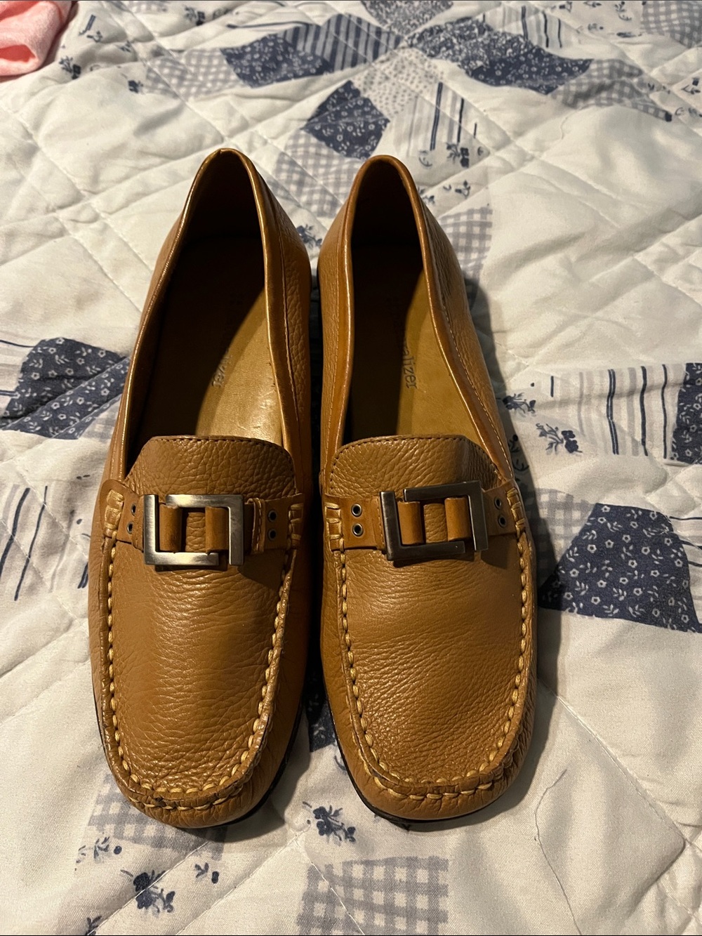 Women’s Naturalizer  Tan Leather Slip-On Loafers with Buckle Detail 7.5